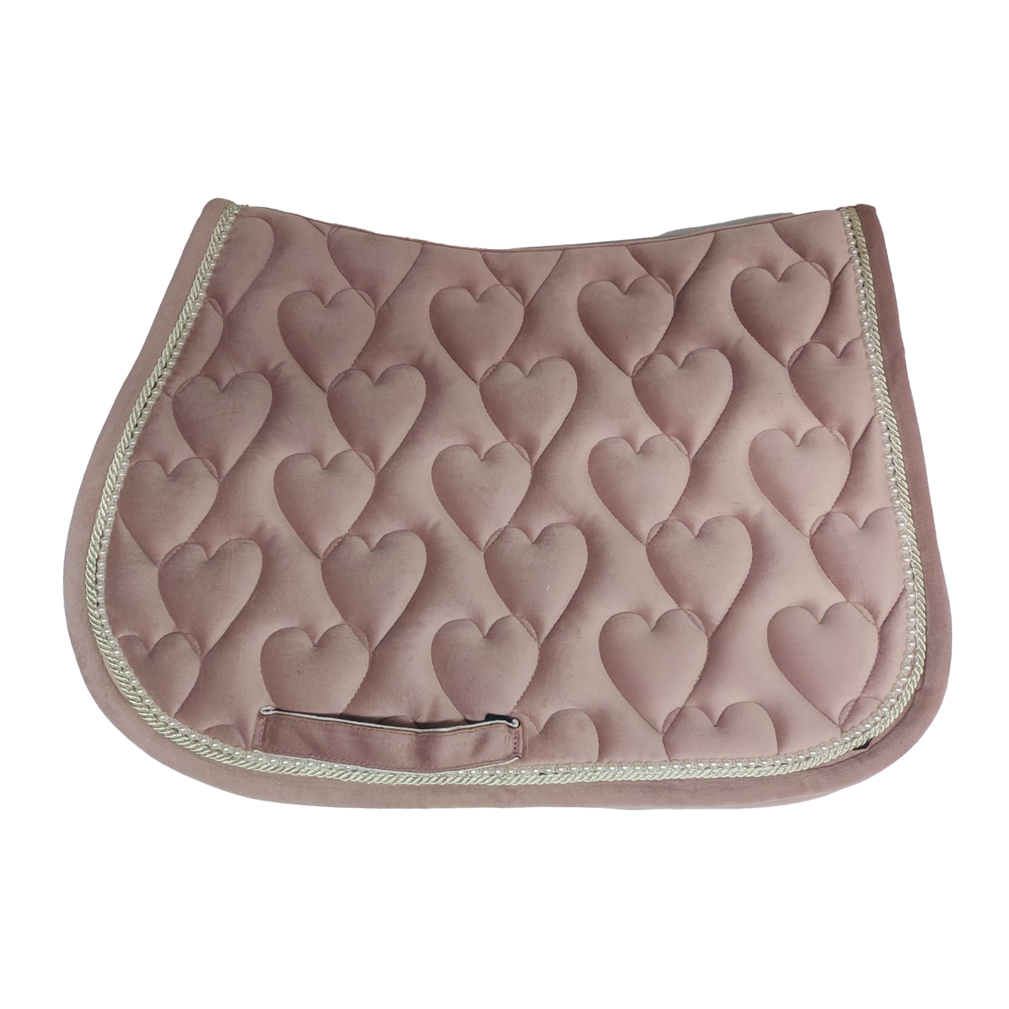 Eyer Altı ve Peluş Set, Kalp Desenli Pembe İpek Kadife Eyer Altı Peluş Set - Görsel 2