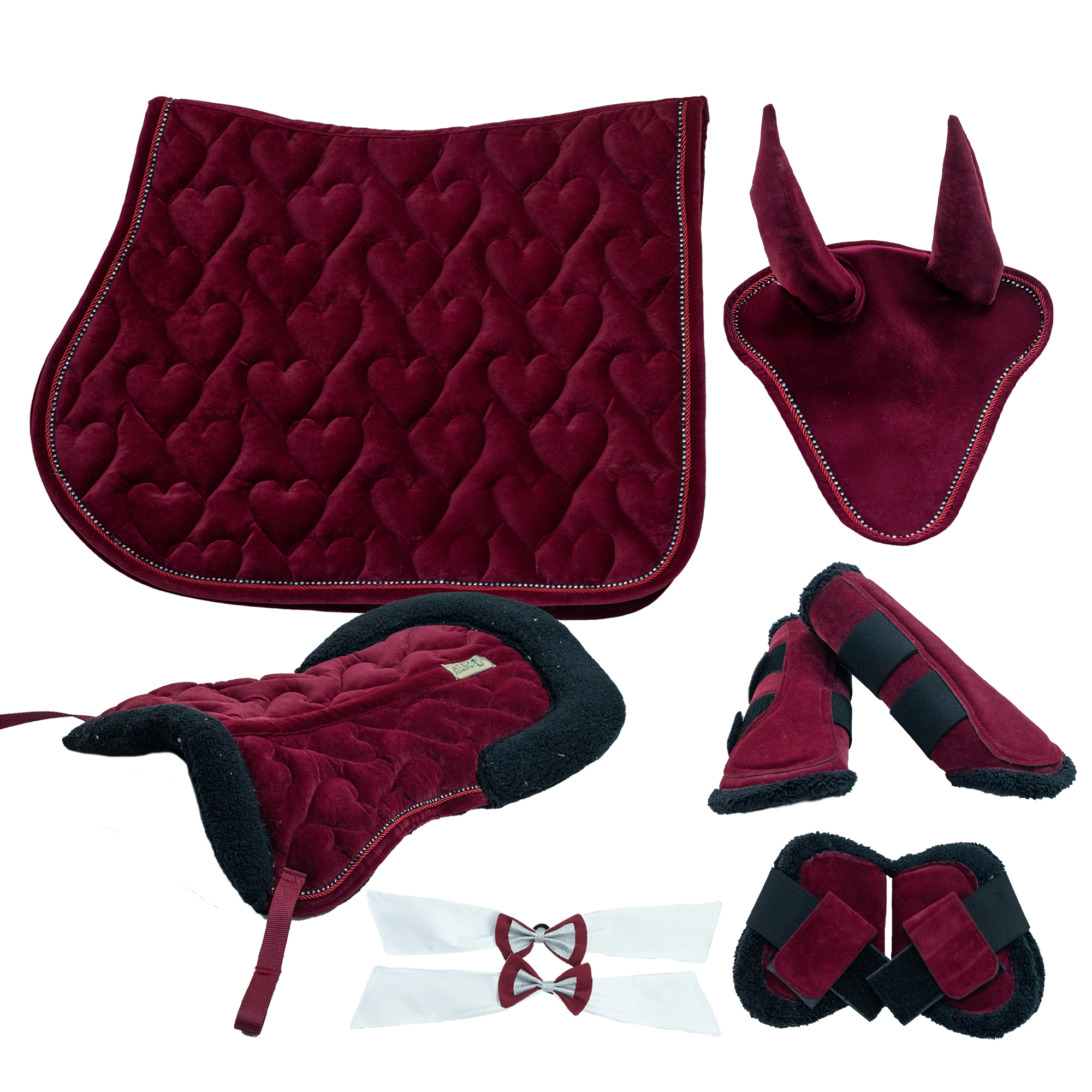 Eyer Altı Set, Eyer Altı Tam Ful Set, Süet Kumaş Eyer Altı Set, Kalpli Süet Eyer Altı Set