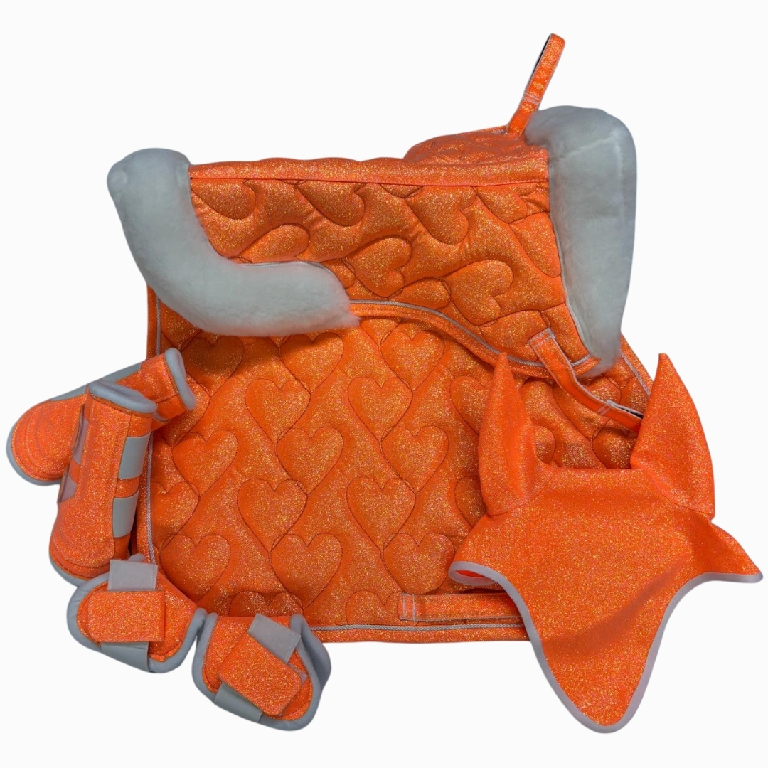 Eyer Altı Set, Eyer Altı Tam Ful Set, Simotex Simli Eyer Altı Set Kalp Desenli - Görsel 7