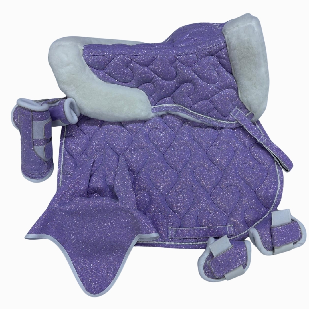 Eyer Altı Set, Eyer Altı Tam Ful Set, Simotex Simli Eyer Altı Set Kalp Desenli - Görsel 10