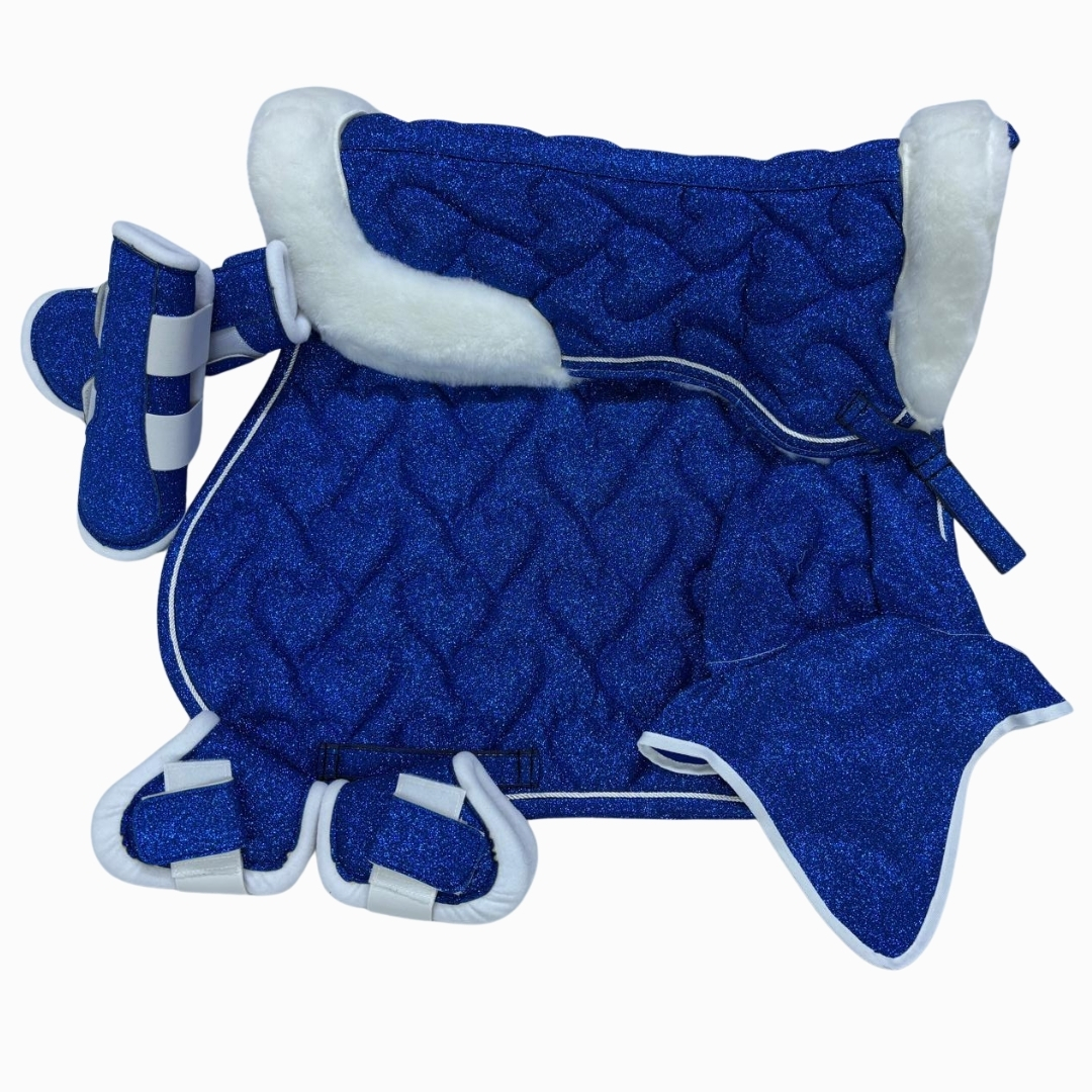 Eyer Altı Set, Eyer Altı Tam Ful Set, Simotex Simli Eyer Altı Set Kalp Desenli - Görsel 2