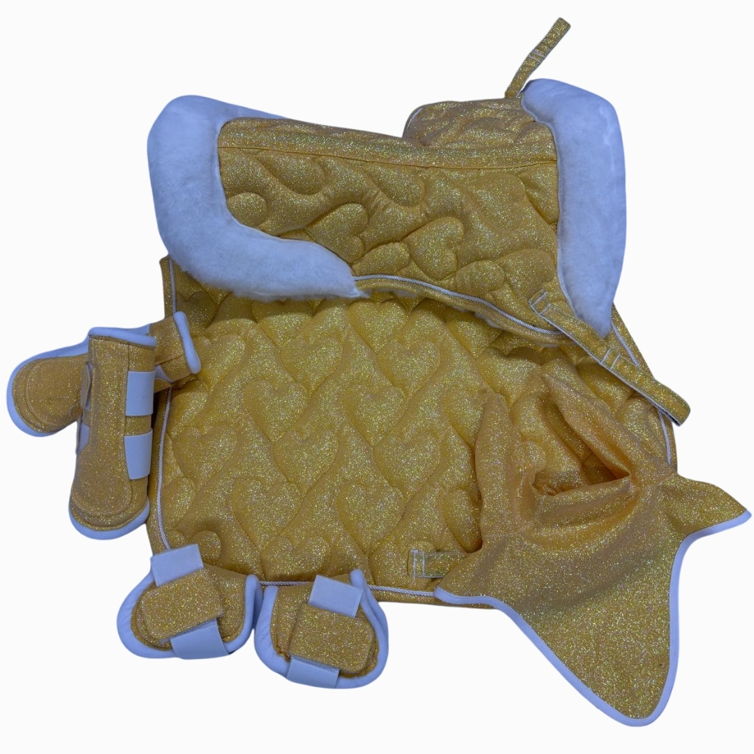 Eyer Altı Set, Eyer Altı Tam Ful Set, Simotex Simli Eyer Altı Set Kalp Desenli - Görsel 9